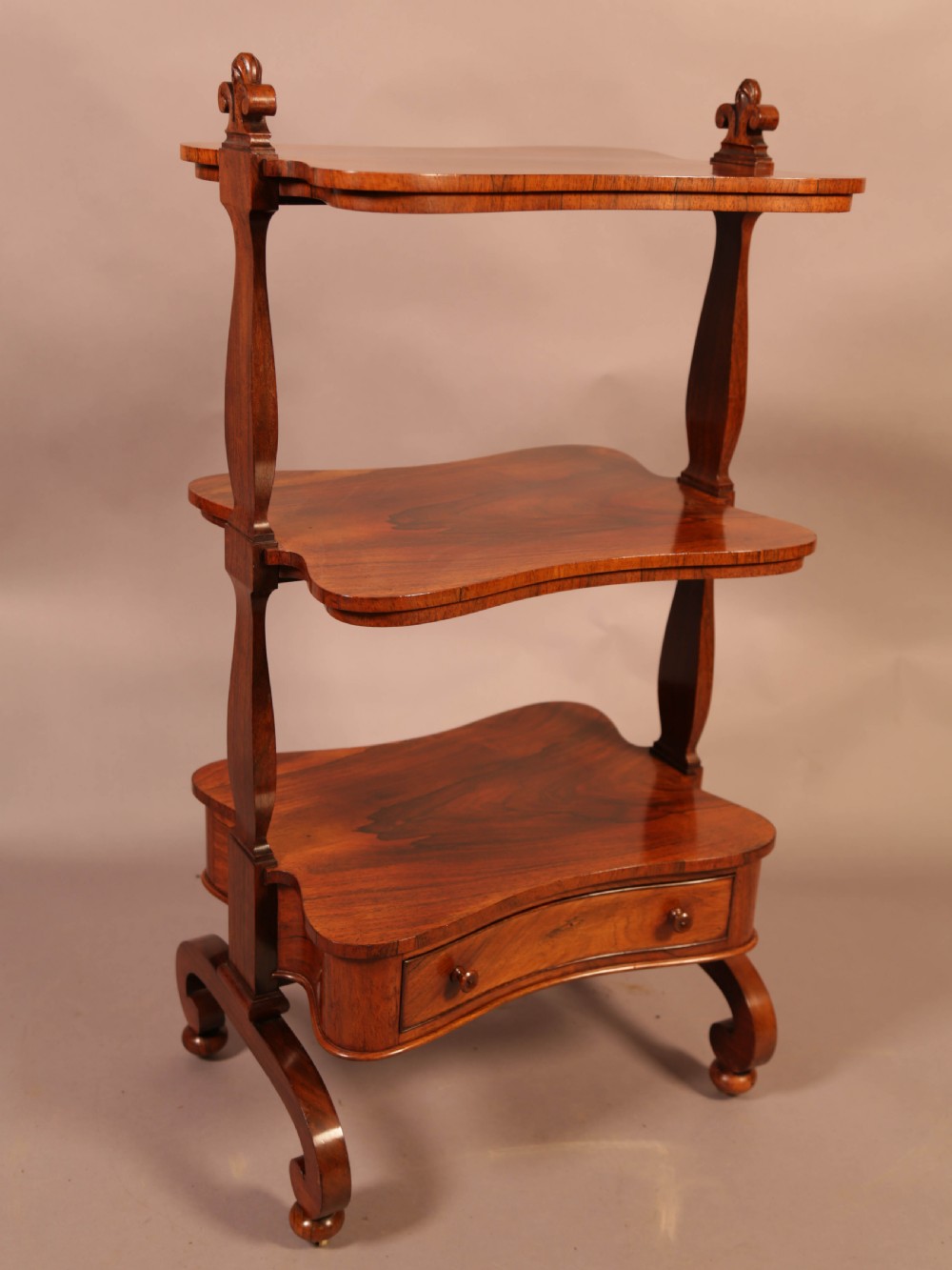 A Victorian Rosewood 3 tier stand with drawer View X