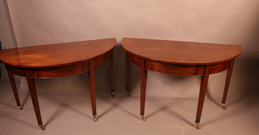 A pair of 18th century Demi Lune hall tables View II