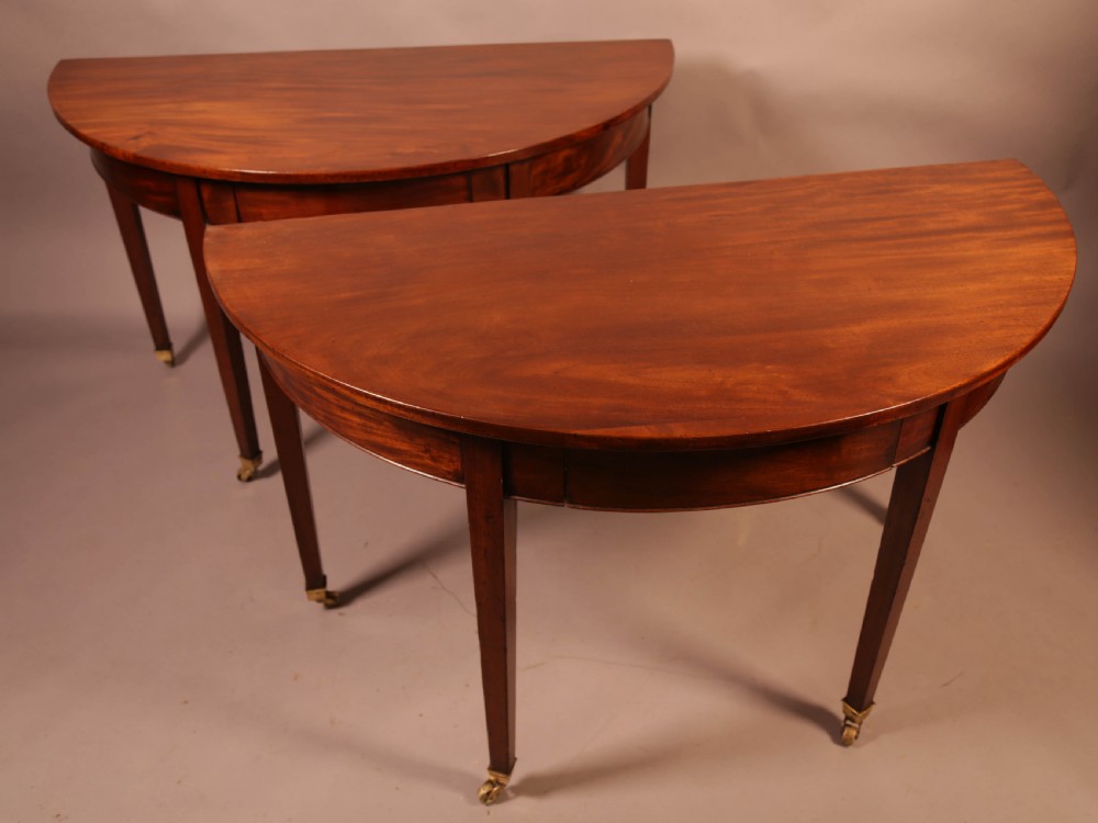 A pair of 18th century Demi Lune hall tables View III