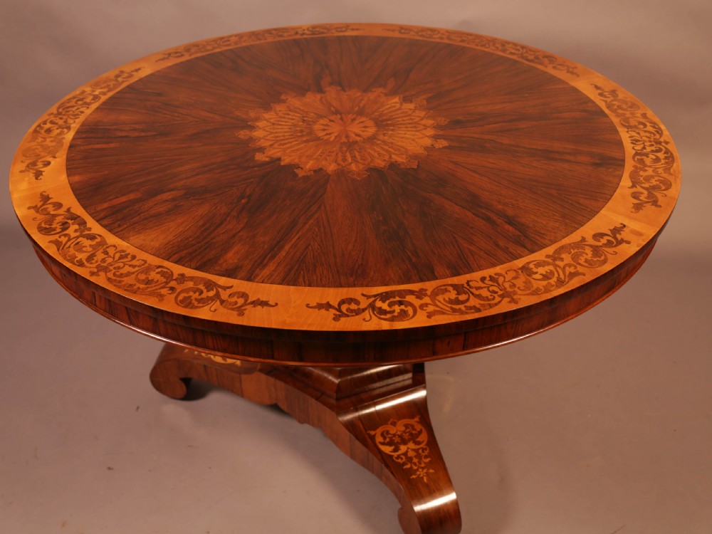 Stunning Quality Victorian Centre Table in Rosewood and Satinwood View II