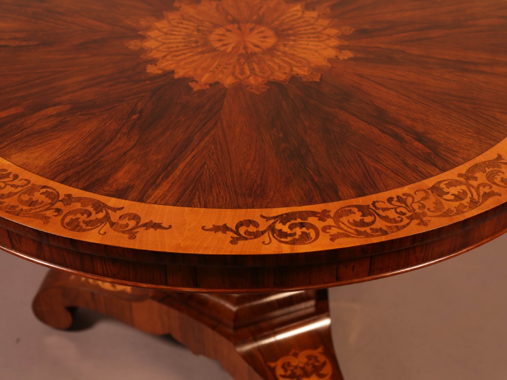 Stunning Quality Victorian Centre Table in Rosewood and Satinwood View III