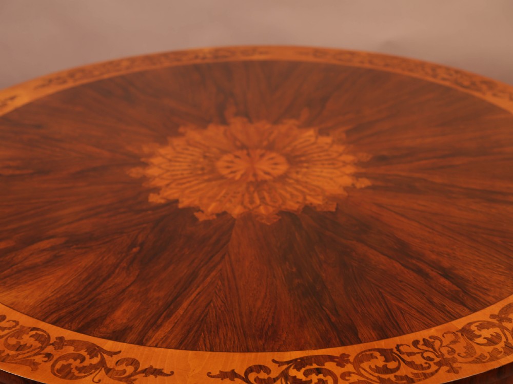 Stunning Quality Victorian Centre Table in Rosewood and Satinwood View IV