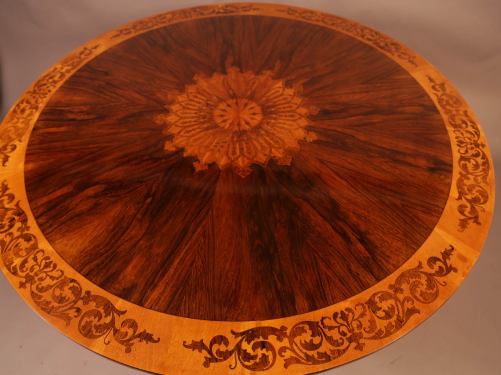 Stunning Quality Victorian Centre Table in Rosewood and Satinwood View V