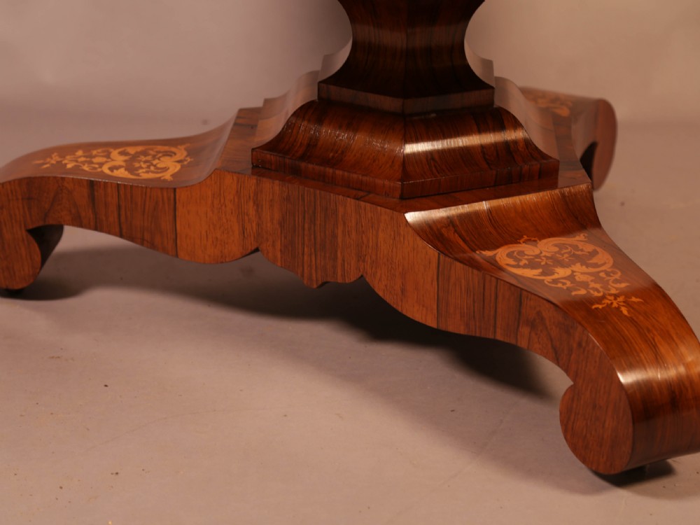 Stunning Quality Victorian Centre Table in Rosewood and Satinwood View VIII