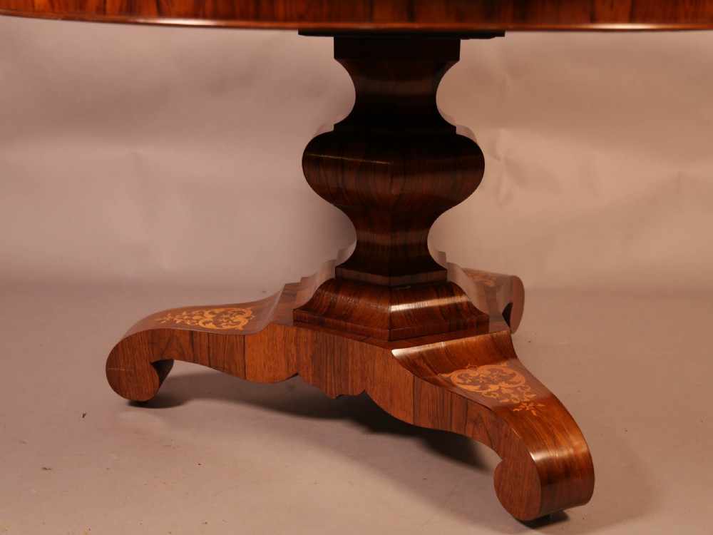 Stunning Quality Victorian Centre Table in Rosewood and Satinwood View IX