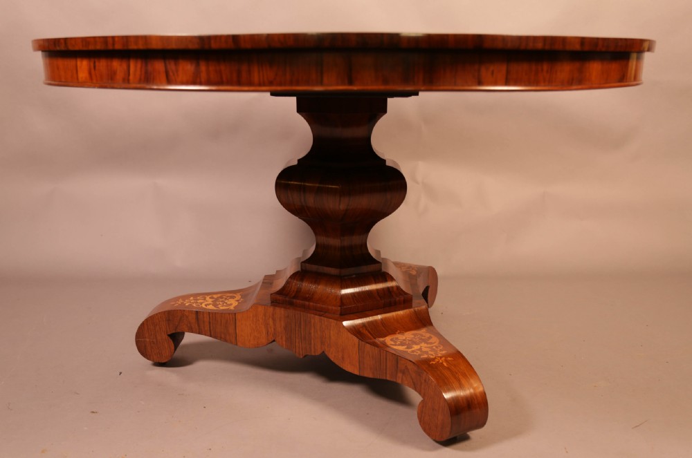 Stunning Quality Victorian Centre Table in Rosewood and Satinwood View X