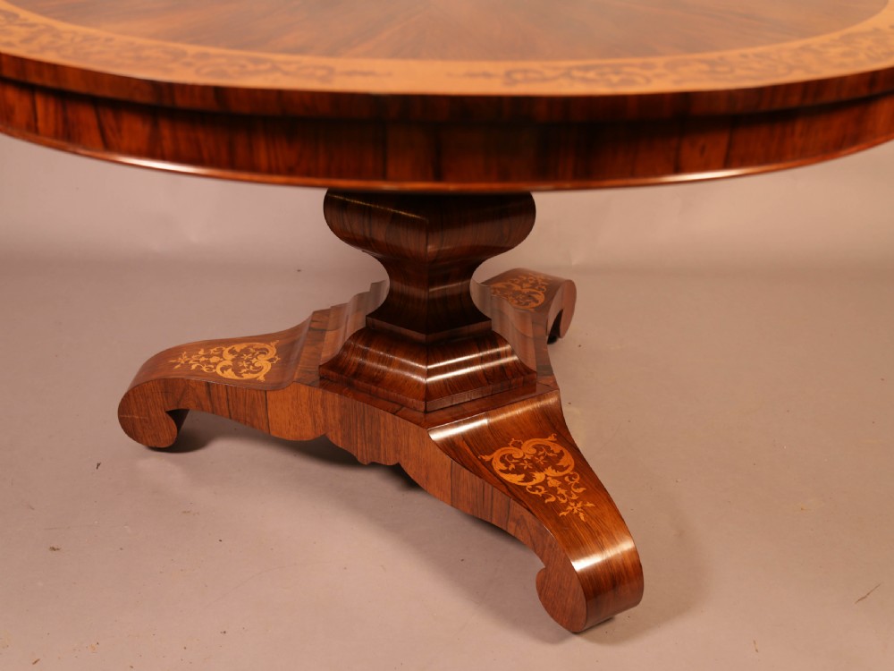 Stunning Quality Victorian Centre Table in Rosewood and Satinwood View XII