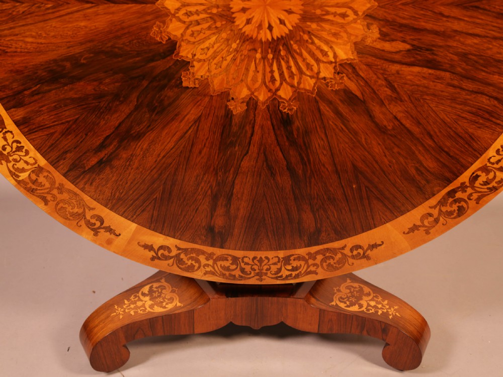 Stunning Quality Victorian Centre Table in Rosewood and Satinwood View XVI