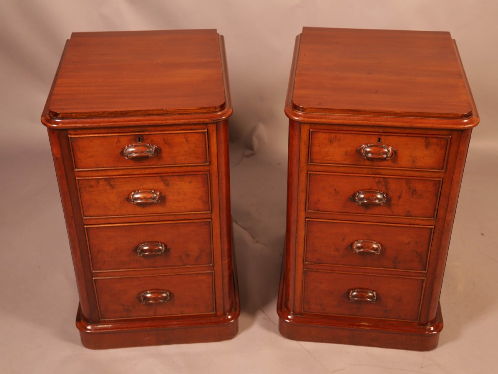A Pair of Mahogany Bedside Chests Victorian View II