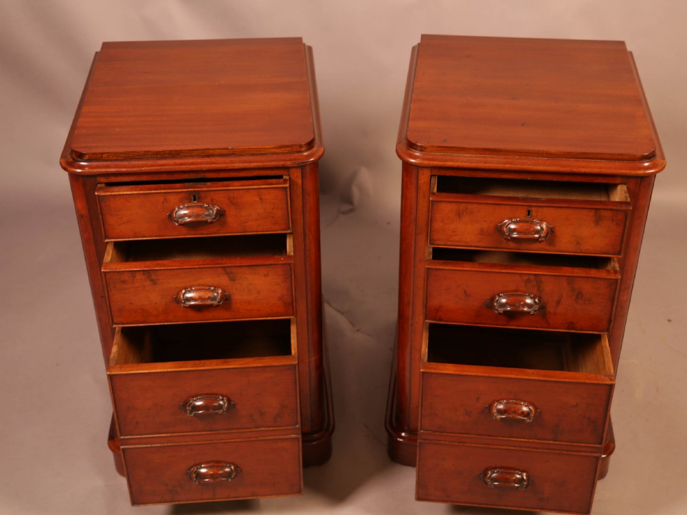 A Pair of Mahogany Bedside Chests Victorian View III