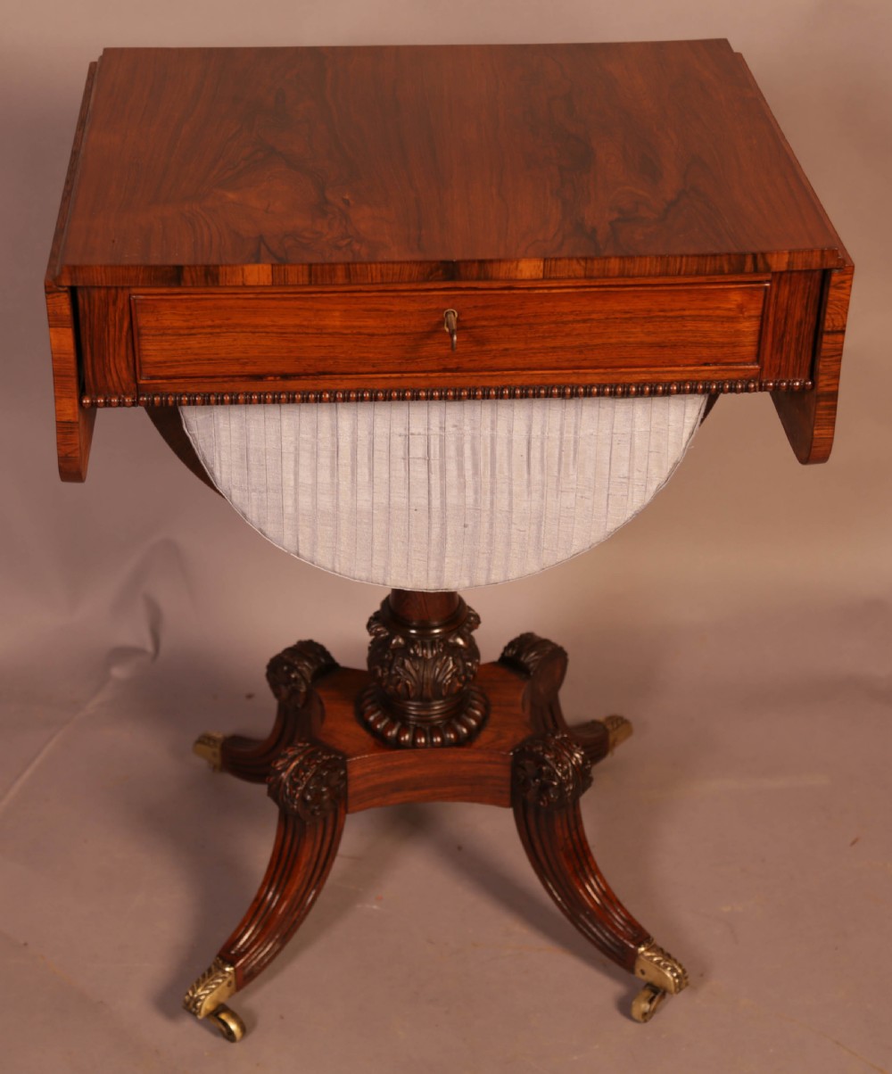 Super Regency Period Sewing Table in Rosewood View II