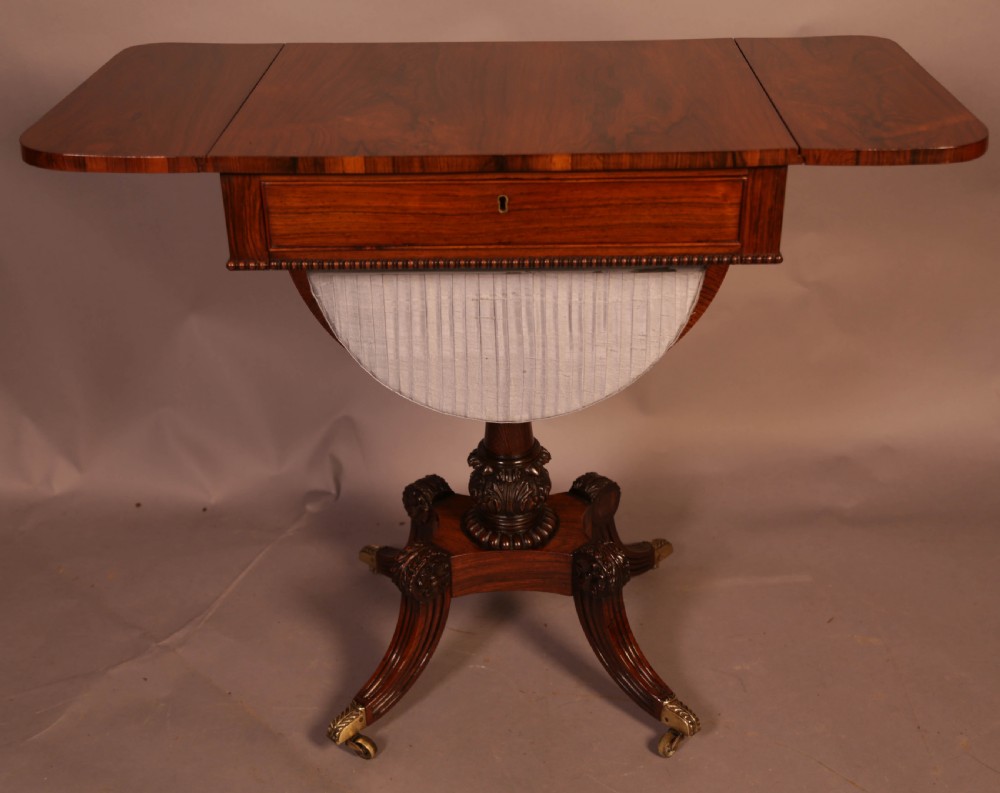 Super Regency Period Sewing Table in Rosewood View XIII