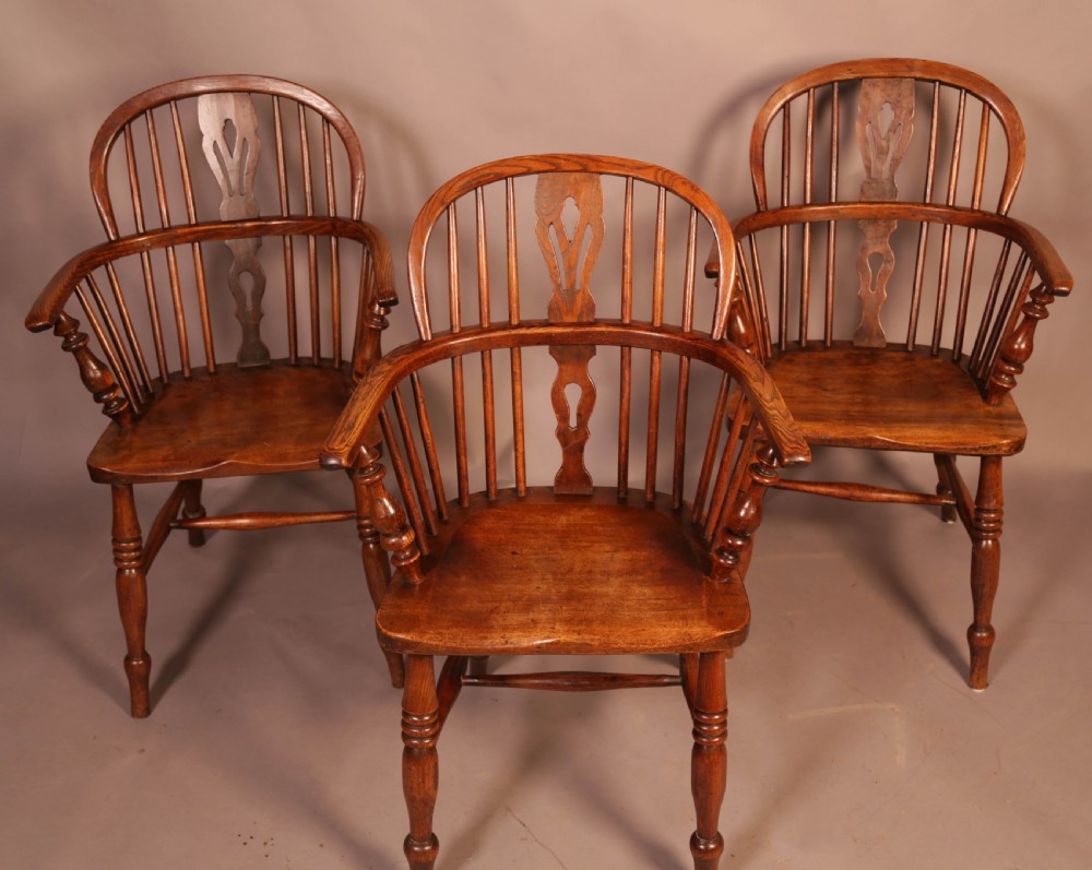 Matching Set of 3 Low Back Windsor Chairs