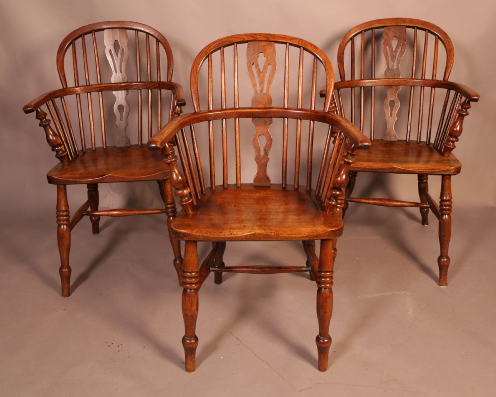 Matching Set of 3 Low Back Windsor Chairs View II