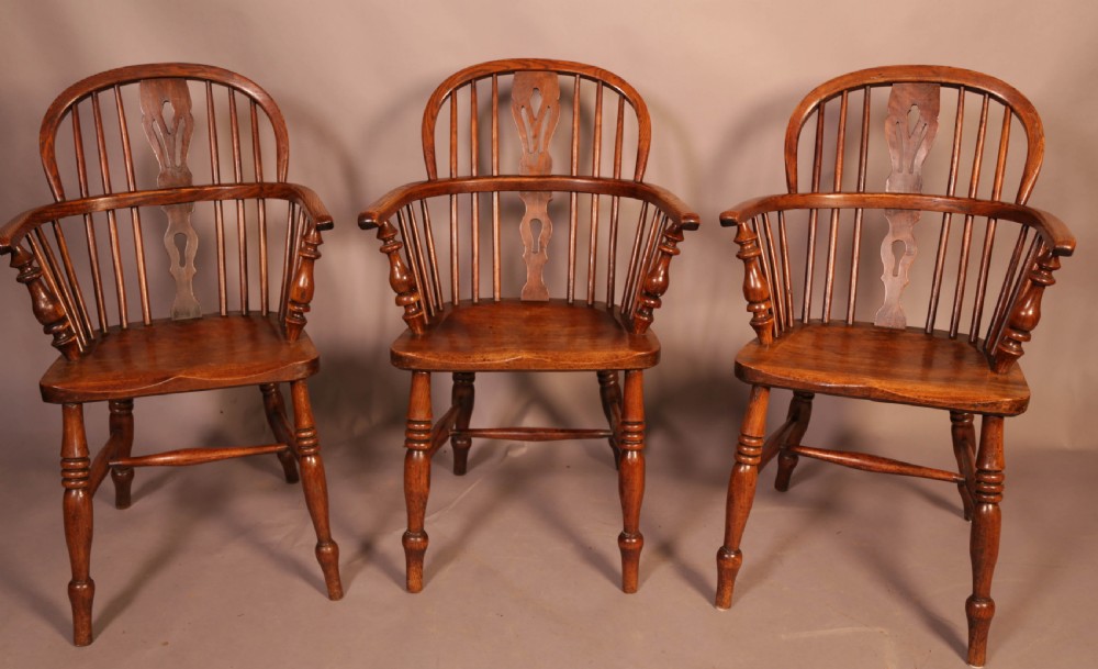 Matching Set of 3 Low Back Windsor Chairs View III