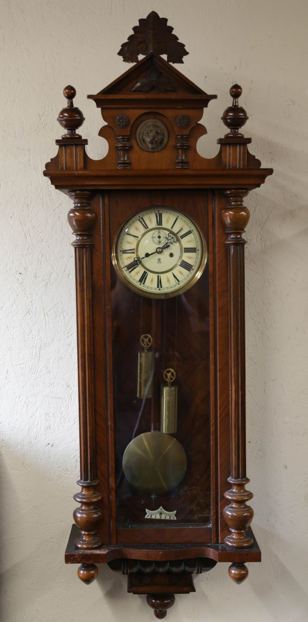 A Nice Vienna Weight Driven Wall Clock by Gustave Becker