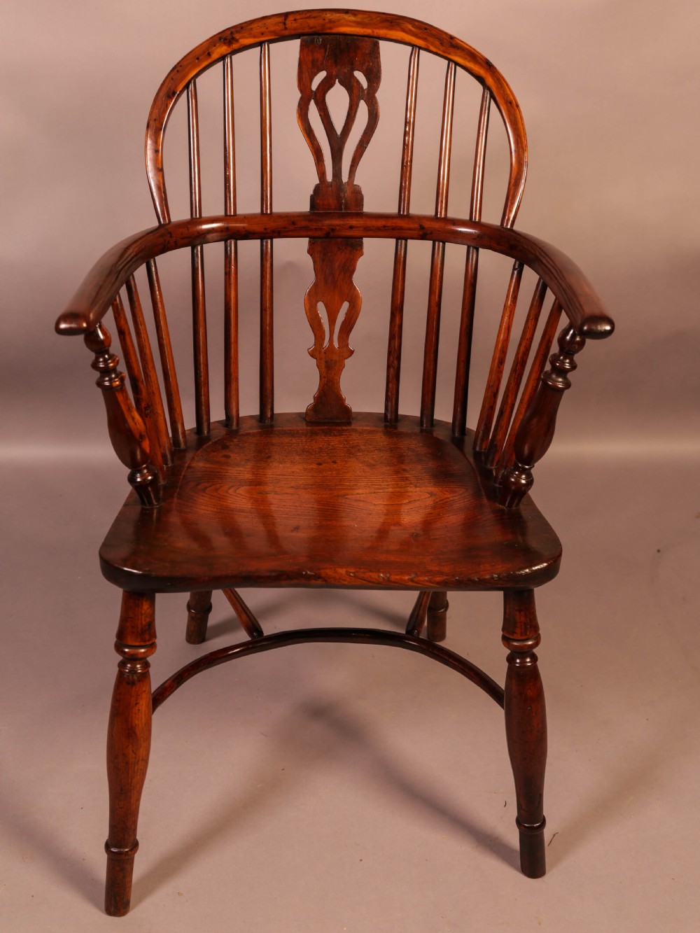Yew Wood Windsor Chair Stamped Nicholson Rockley View IV