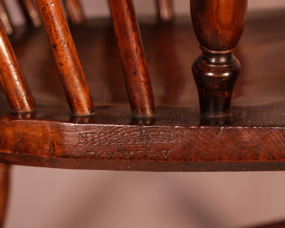 Yew Wood Windsor Chair Stamped Nicholson Rockley View V