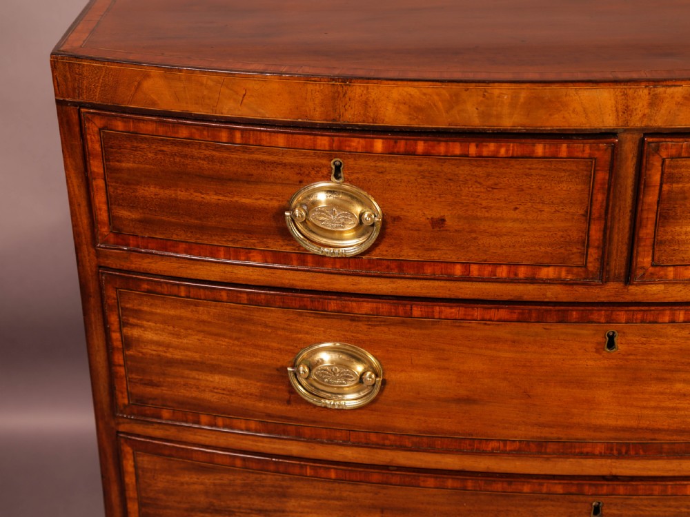 A Fine Georgian Bow Front Chest of Drawers Mahogany Satinwood View VIII
