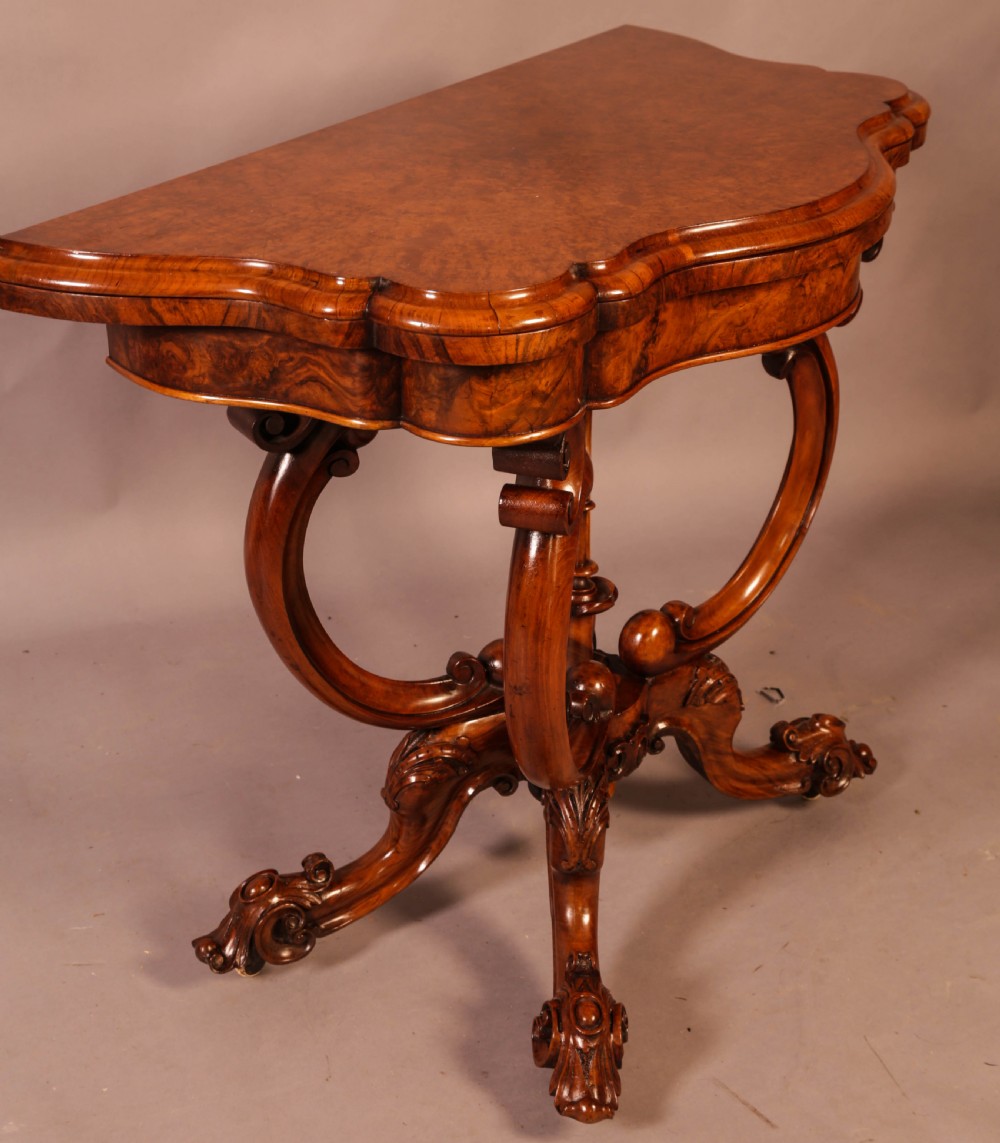 A Victorian Burr Walnut Games Table View III