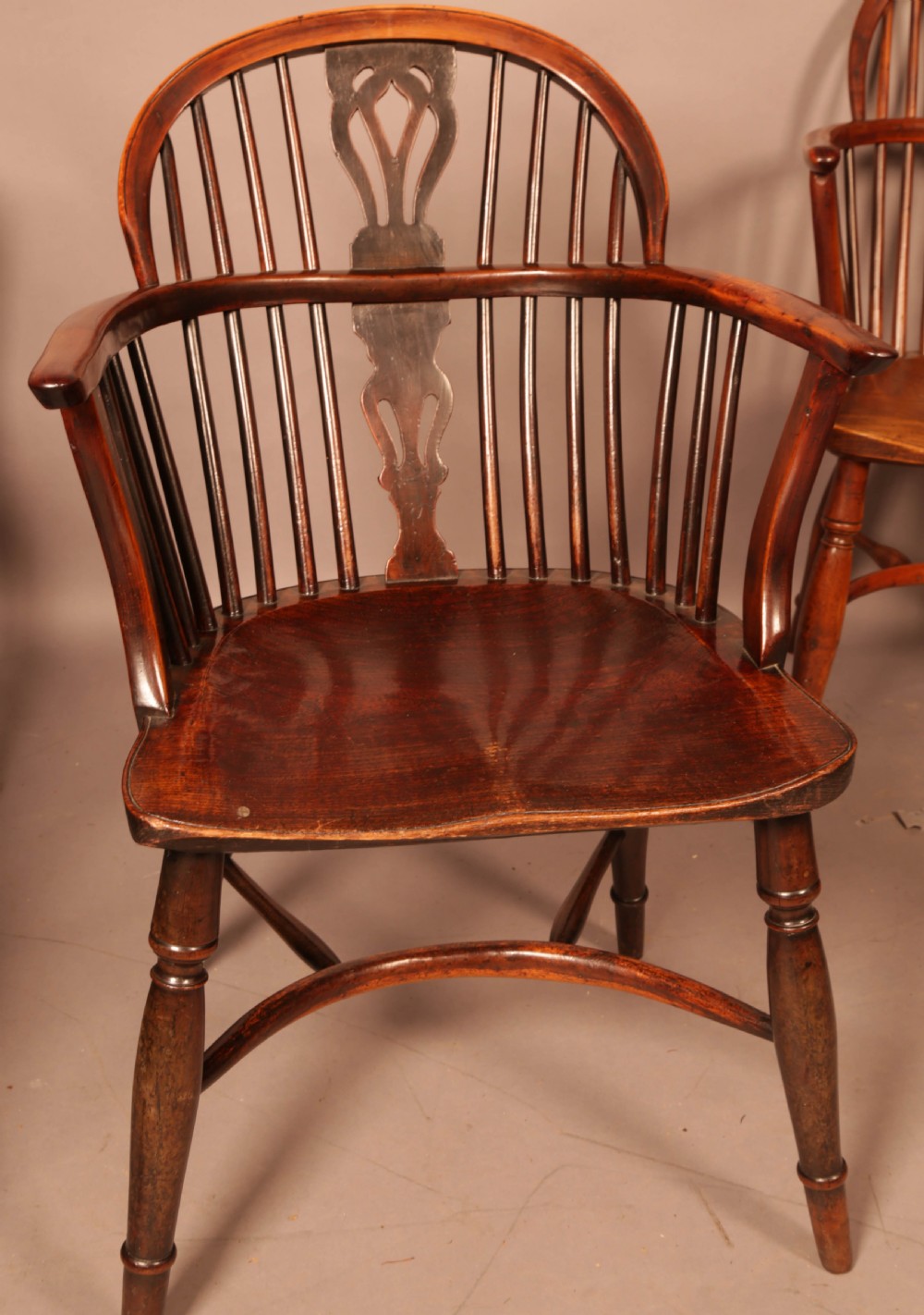 Very Rare Set of 8 Yew Wood Windsor chairs William Wheatland Retford View V
