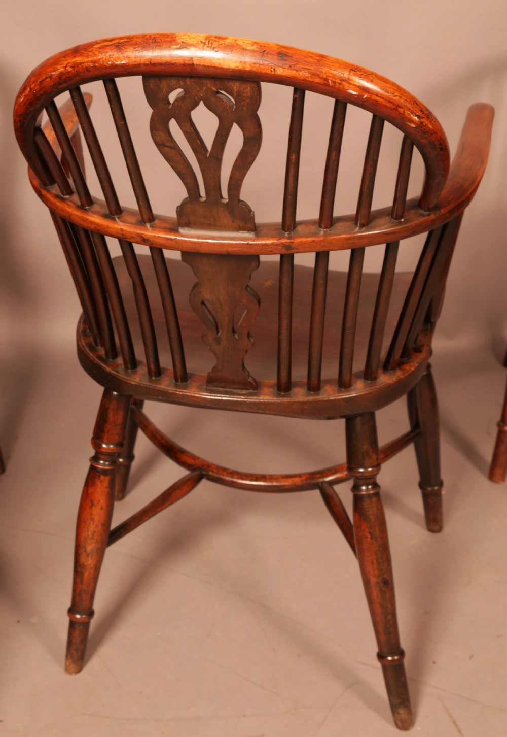 Very Rare Set of 8 Yew Wood Windsor chairs William Wheatland Retford View VII