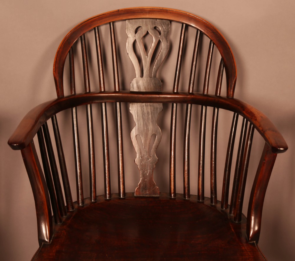 Very Rare Set of 8 Yew Wood Windsor chairs William Wheatland Retford View VIII