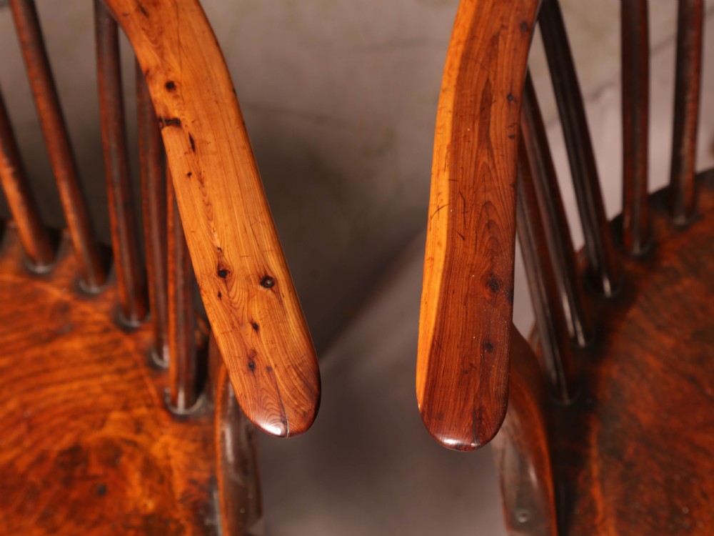 Very Rare Set of 8 Yew Wood Windsor chairs William Wheatland Retford View XII