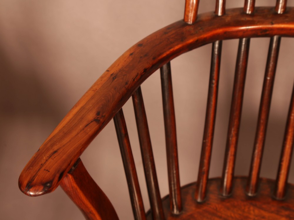 Very Rare Set of 8 Yew Wood Windsor chairs William Wheatland Retford View XIII