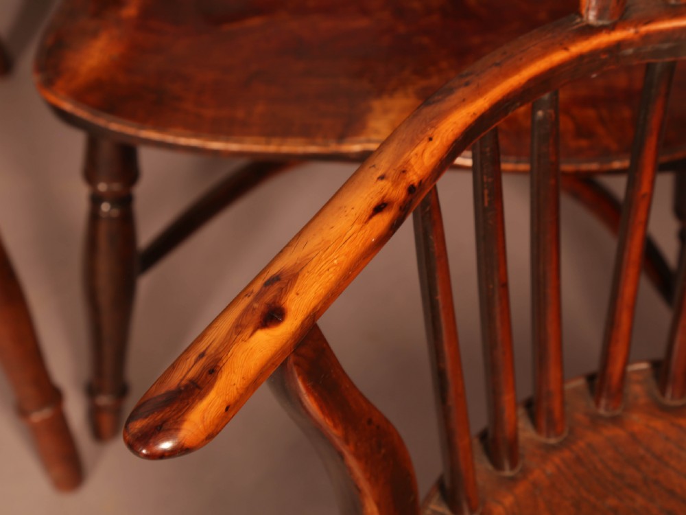 Very Rare Set of 8 Yew Wood Windsor chairs William Wheatland Retford View XVI