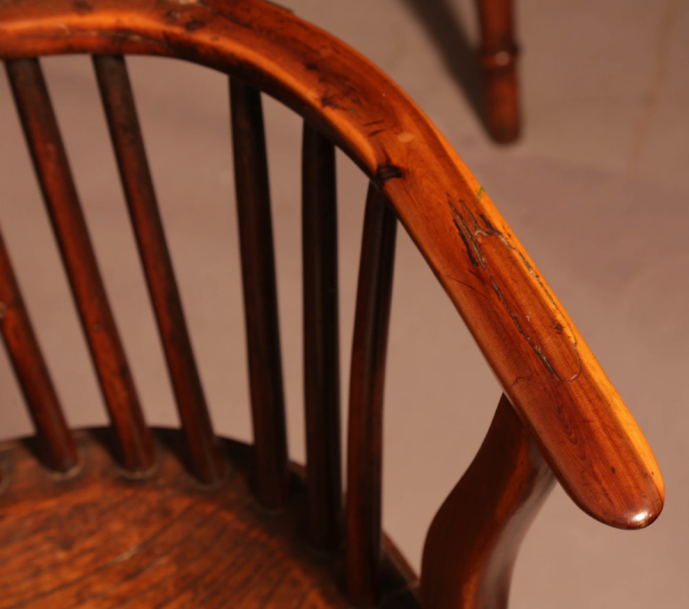 Very Rare Set of 8 Yew Wood Windsor chairs William Wheatland Retford View XVII