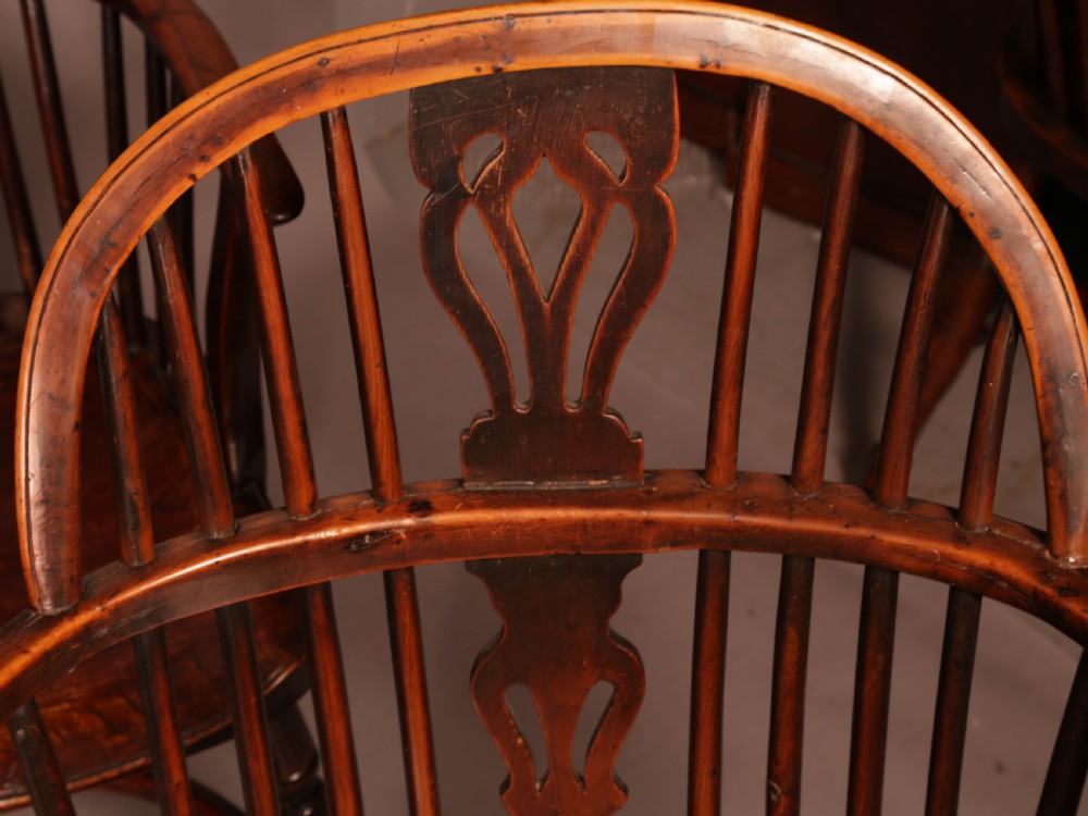 Very Rare Set of 8 Yew Wood Windsor chairs William Wheatland Retford View XVIII