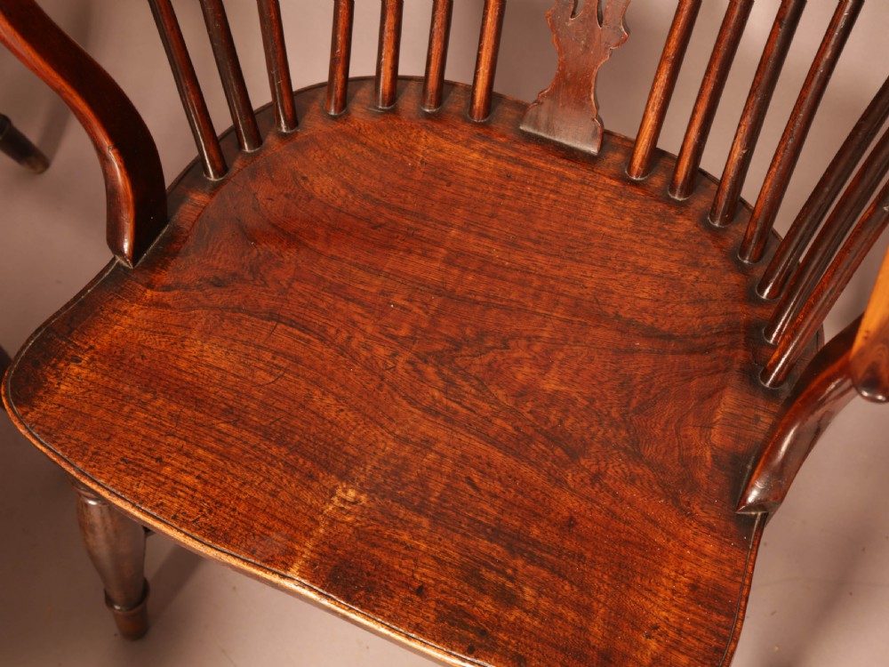 Very Rare Set of 8 Yew Wood Windsor chairs William Wheatland Retford View XXII