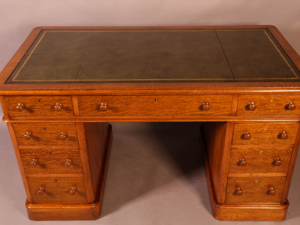 A Victorian Pedestal Desk in Golden Oak View III
