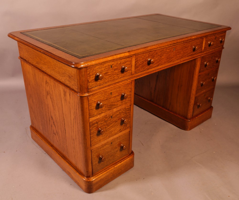 A Victorian Pedestal Desk in Golden Oak View IV