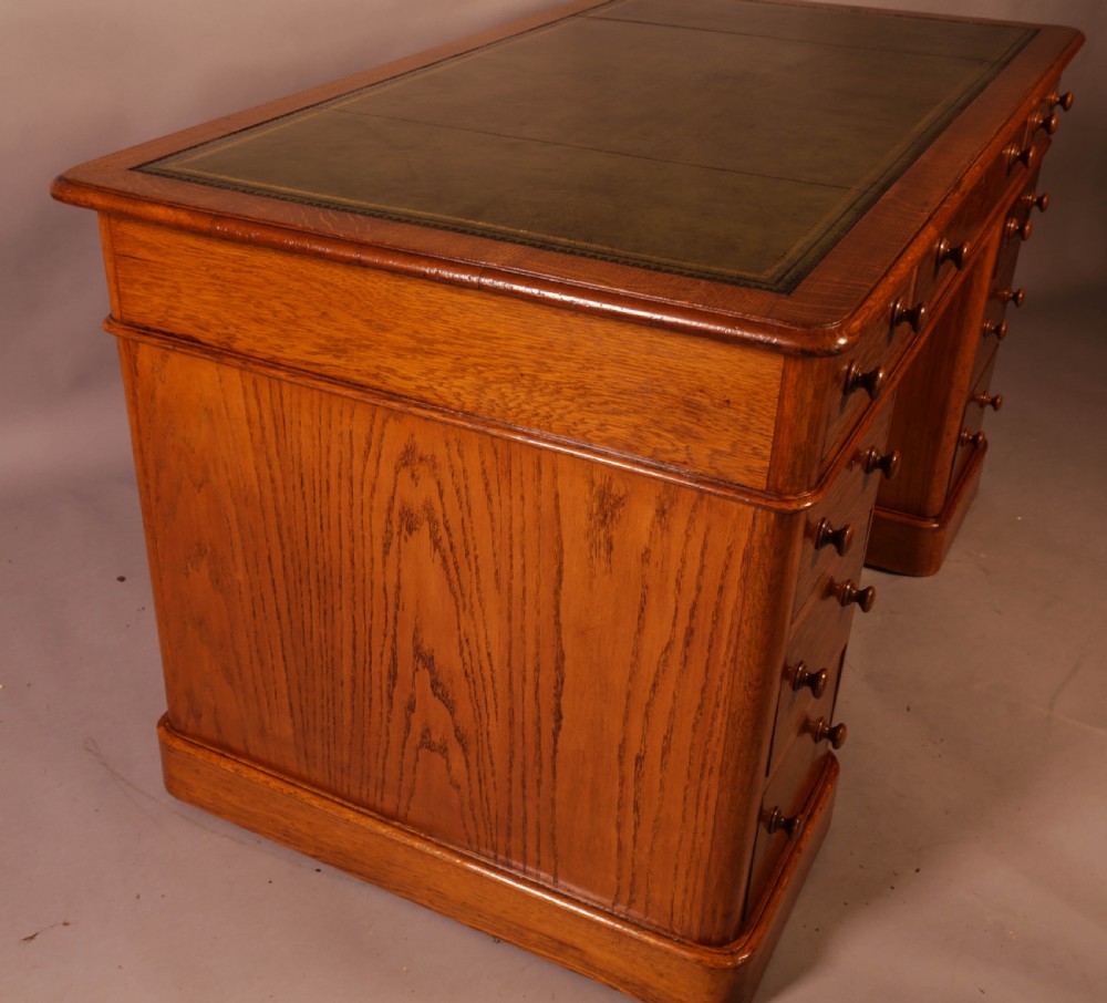 A Victorian Pedestal Desk in Golden Oak View V