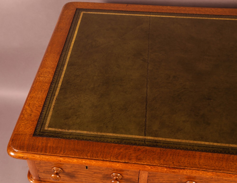 A Victorian Pedestal Desk in Golden Oak View VI