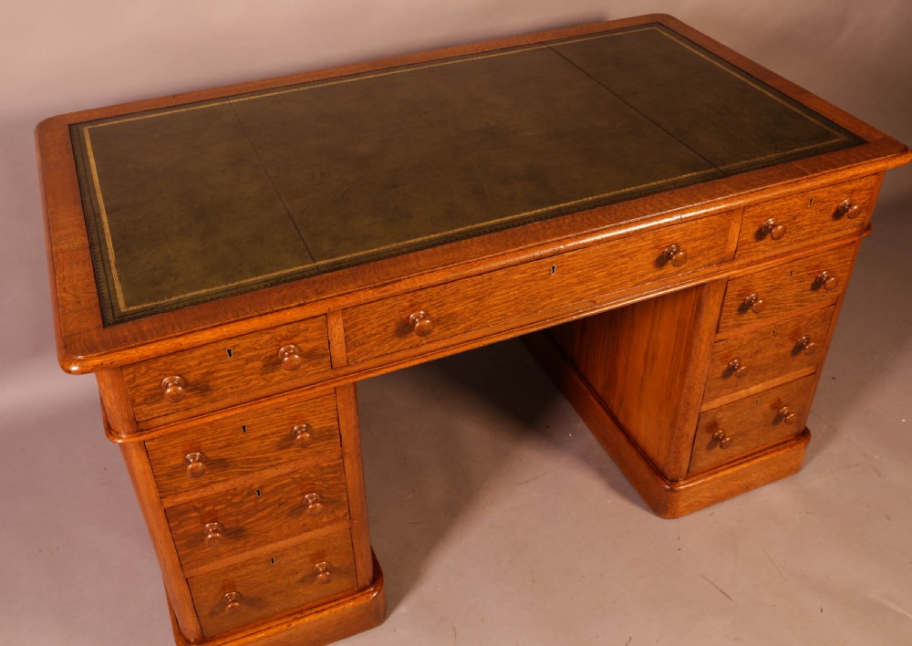 A Victorian Pedestal Desk in Golden Oak View VIII