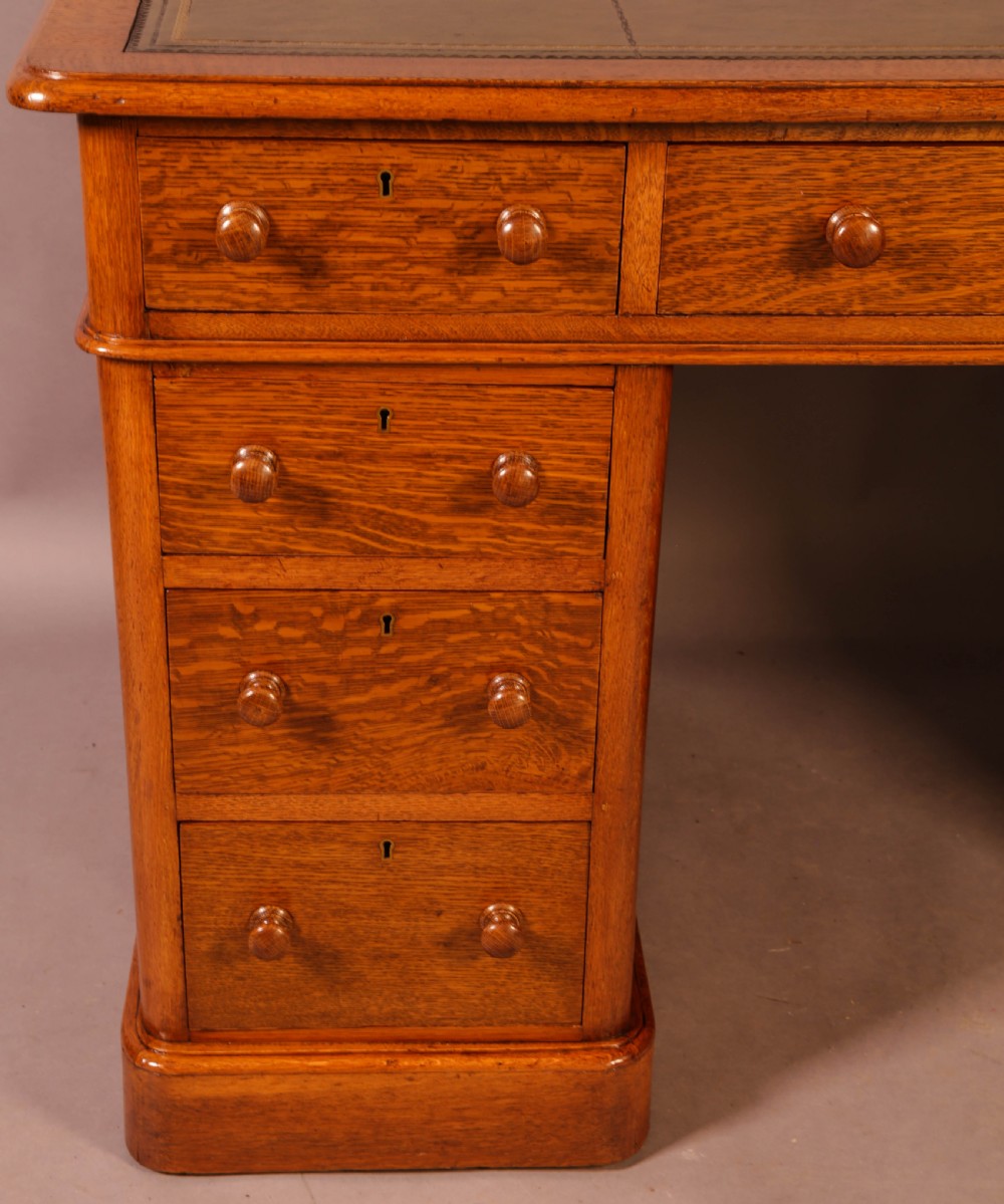A Victorian Pedestal Desk in Golden Oak View IX