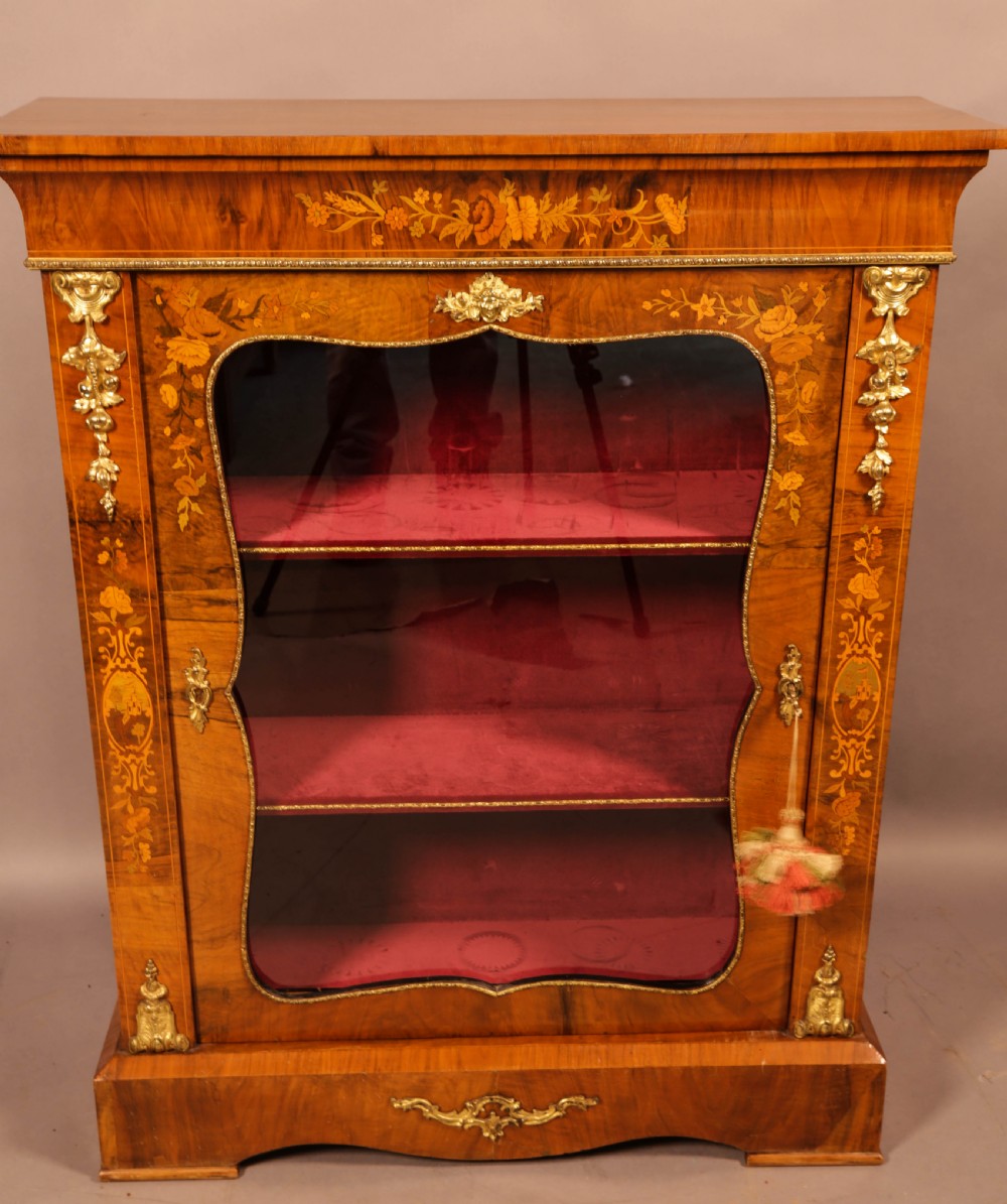 A Victorian Pier Cabinet in Burr Walnut with Inlay