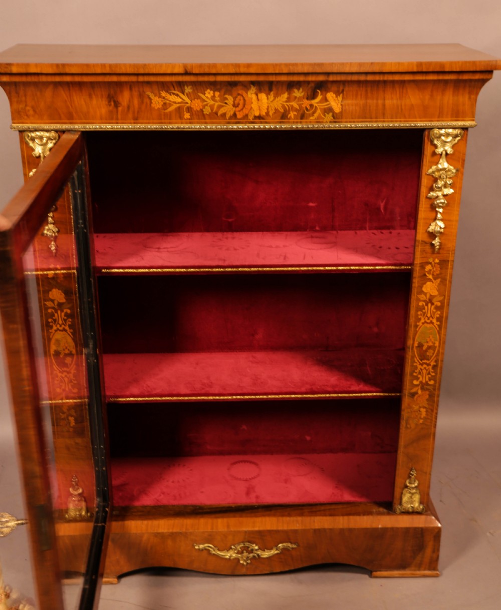 A Victorian Pier Cabinet in Burr Walnut with Inlay View III