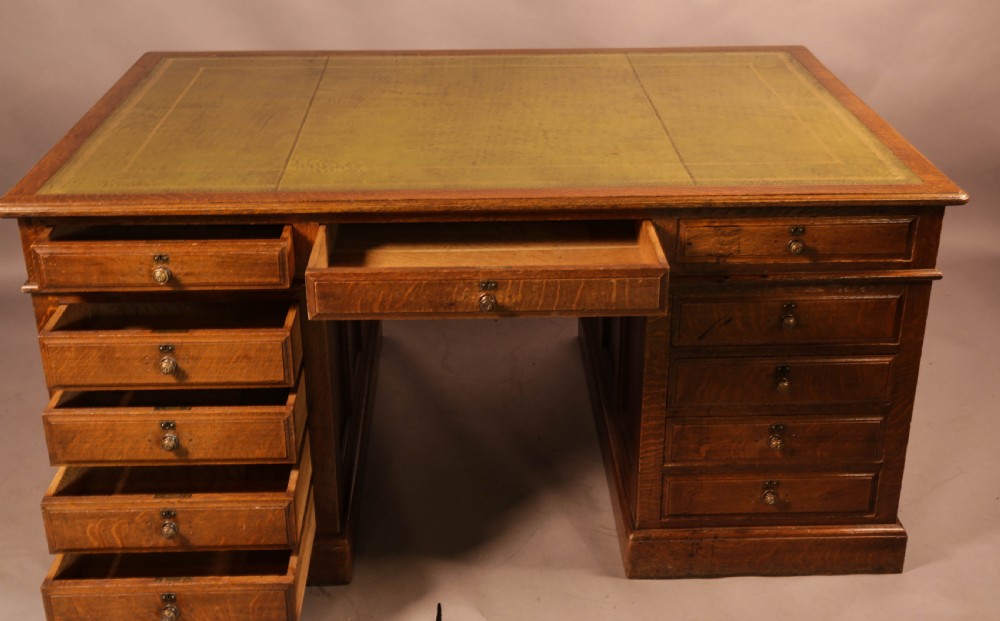 Late Victorian Oak Partners Desk View III