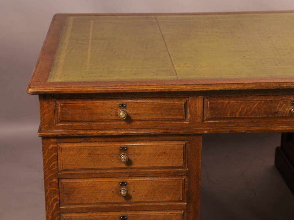 Late Victorian Oak Partners Desk View VI