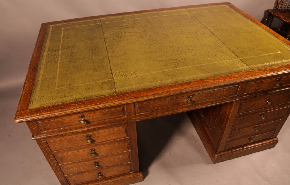Late Victorian Oak Partners Desk View VII