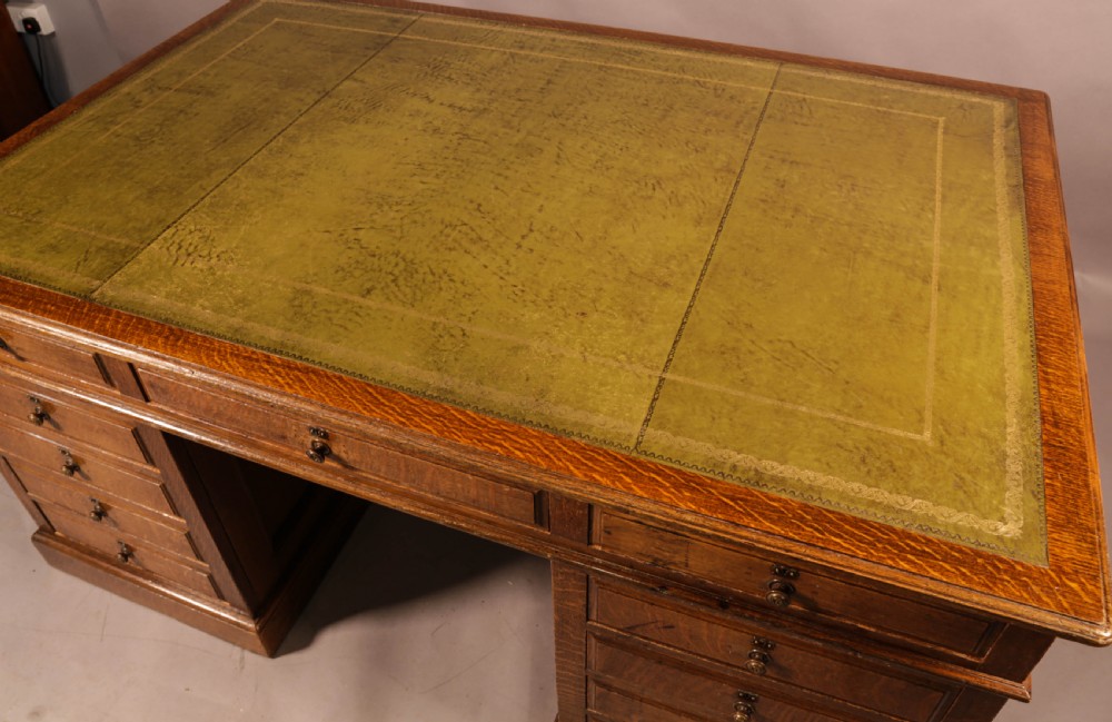 Late Victorian Oak Partners Desk View VIII