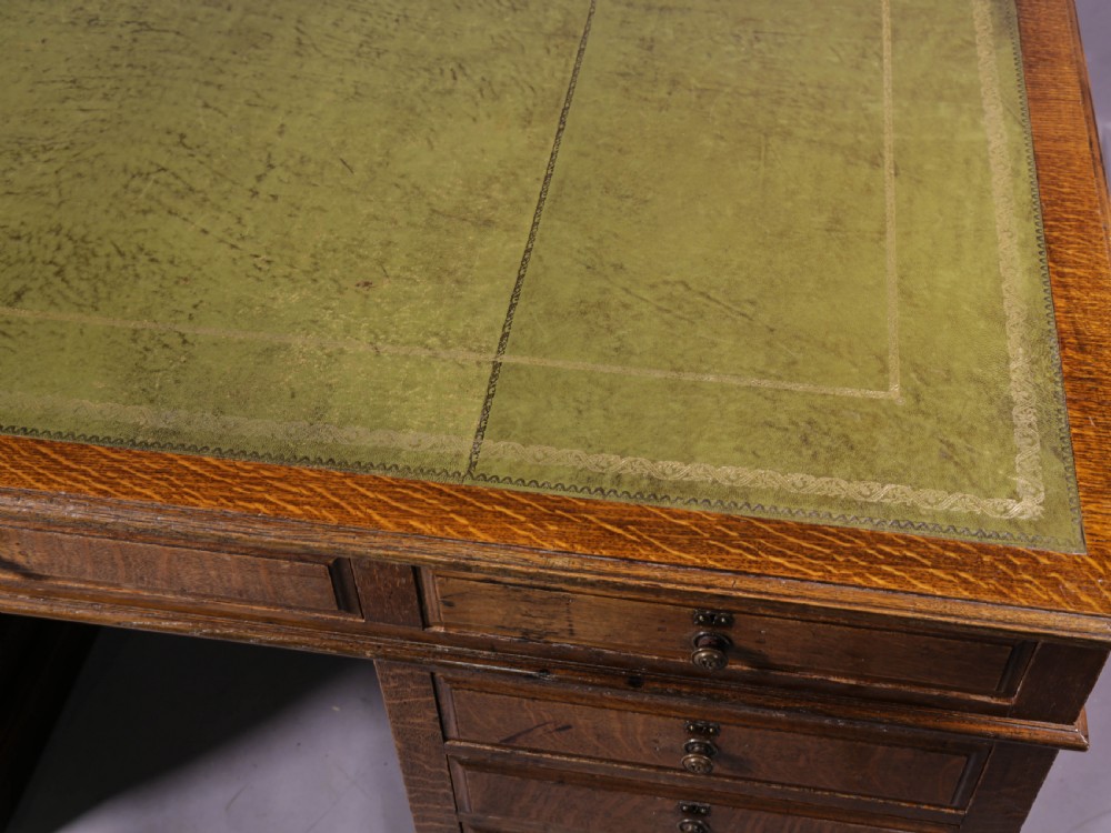 Late Victorian Oak Partners Desk View XII