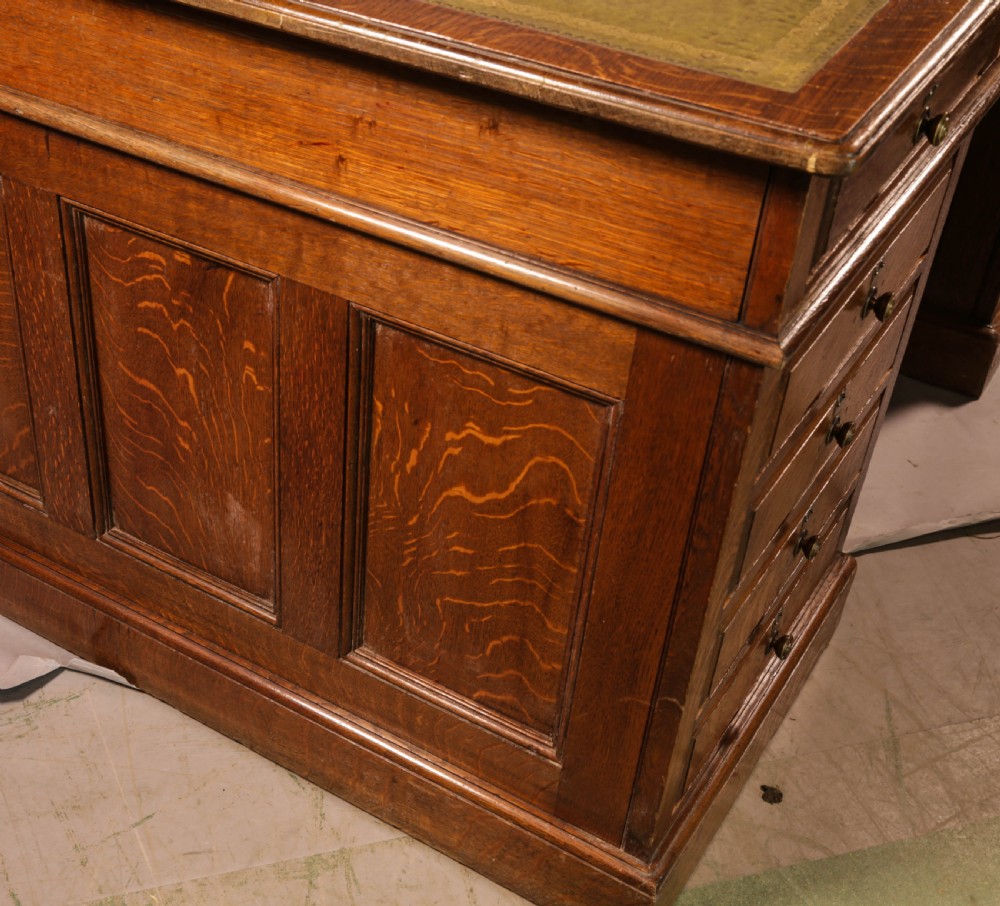 Late Victorian Oak Partners Desk View XIII