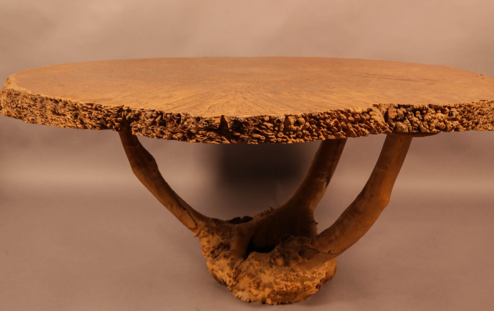 Very Unusual Coffee Table Amboyner Wood Tree Trunk View II