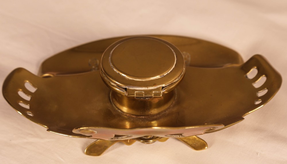 An Art Neuvaux Inkwell in Brass View V