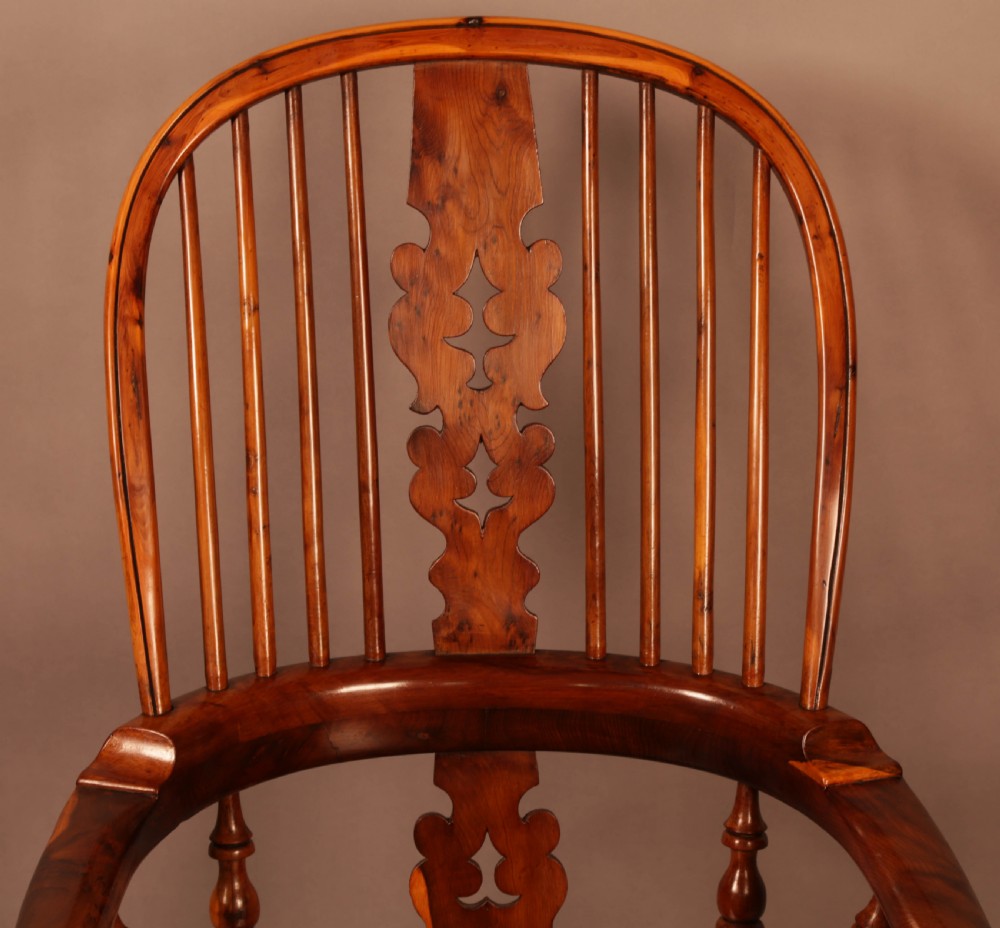 A Yew Wood Broad Arm Windsor chair Allsop Worksop View V